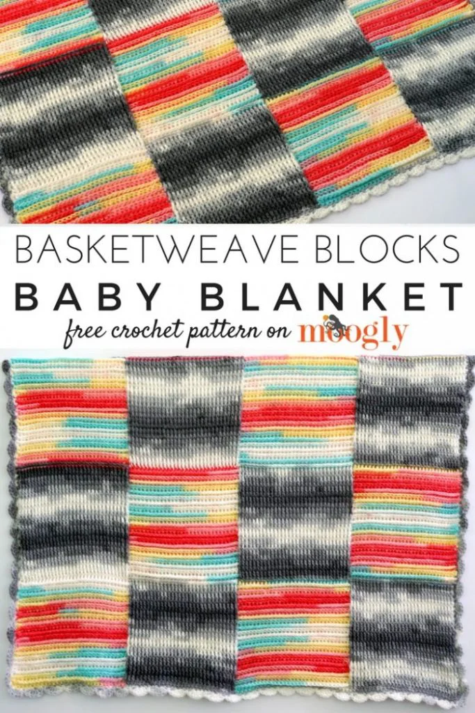 Basketweave Blocks Baby Blanket - free crochet pattern on Moogly! Starring @LionBrandYarn Ice Cream!