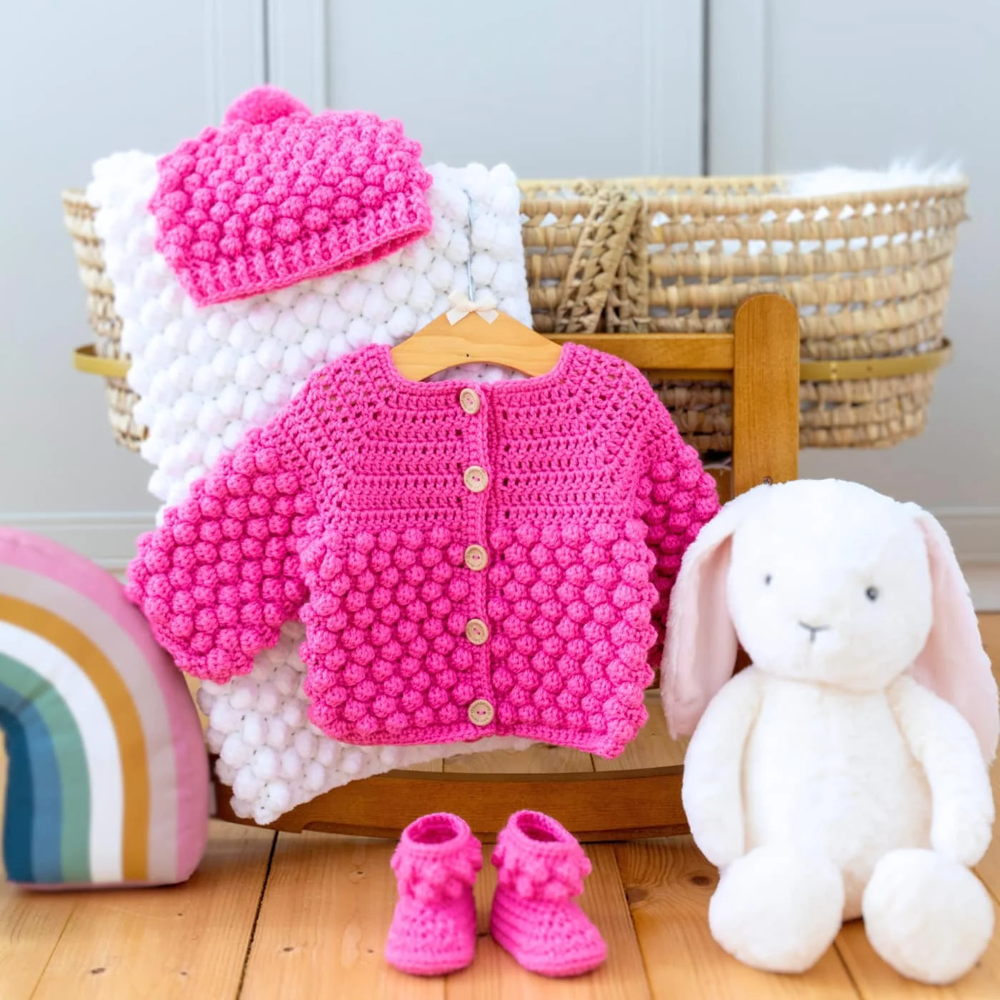 Bobble Crochet Baby Cardigan Pattern free pink layette