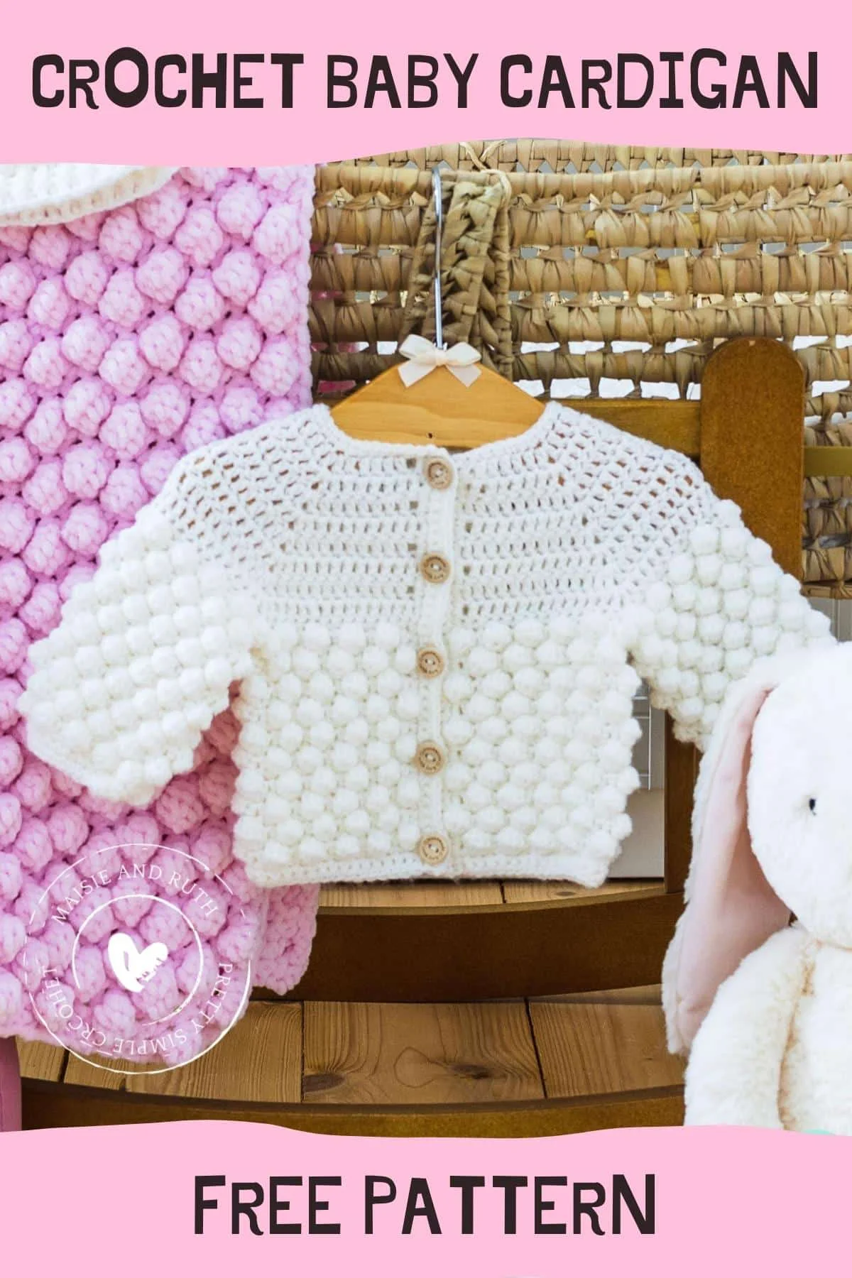 bobble baby crochet cardigan pin