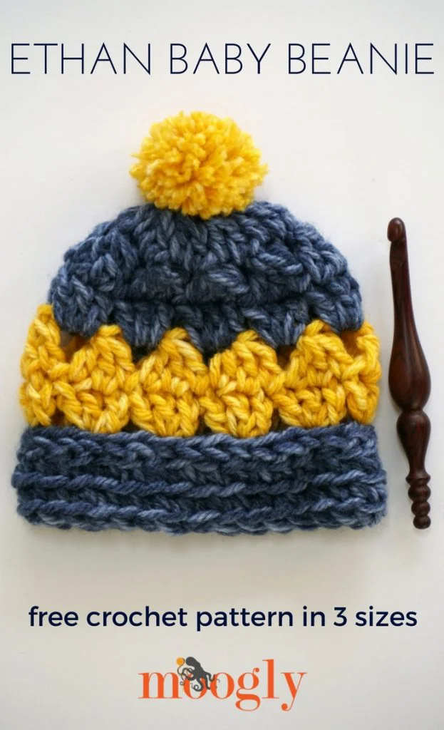 Ethan Baby Beanie - free crochet pattern in 3 sizes on Mooglyblog.com!