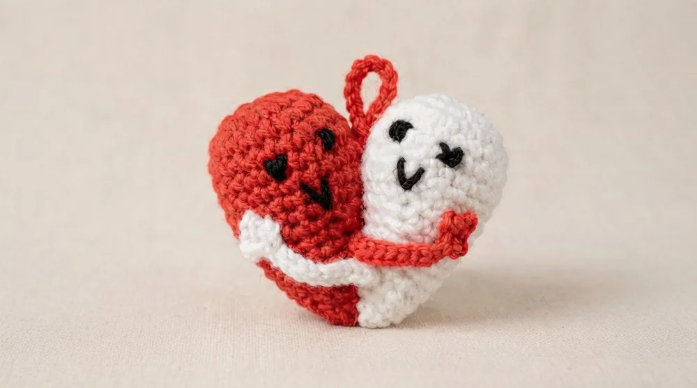 How to Crochet Couple Heart Keychain Keychain Tutorial for Beginners (2)