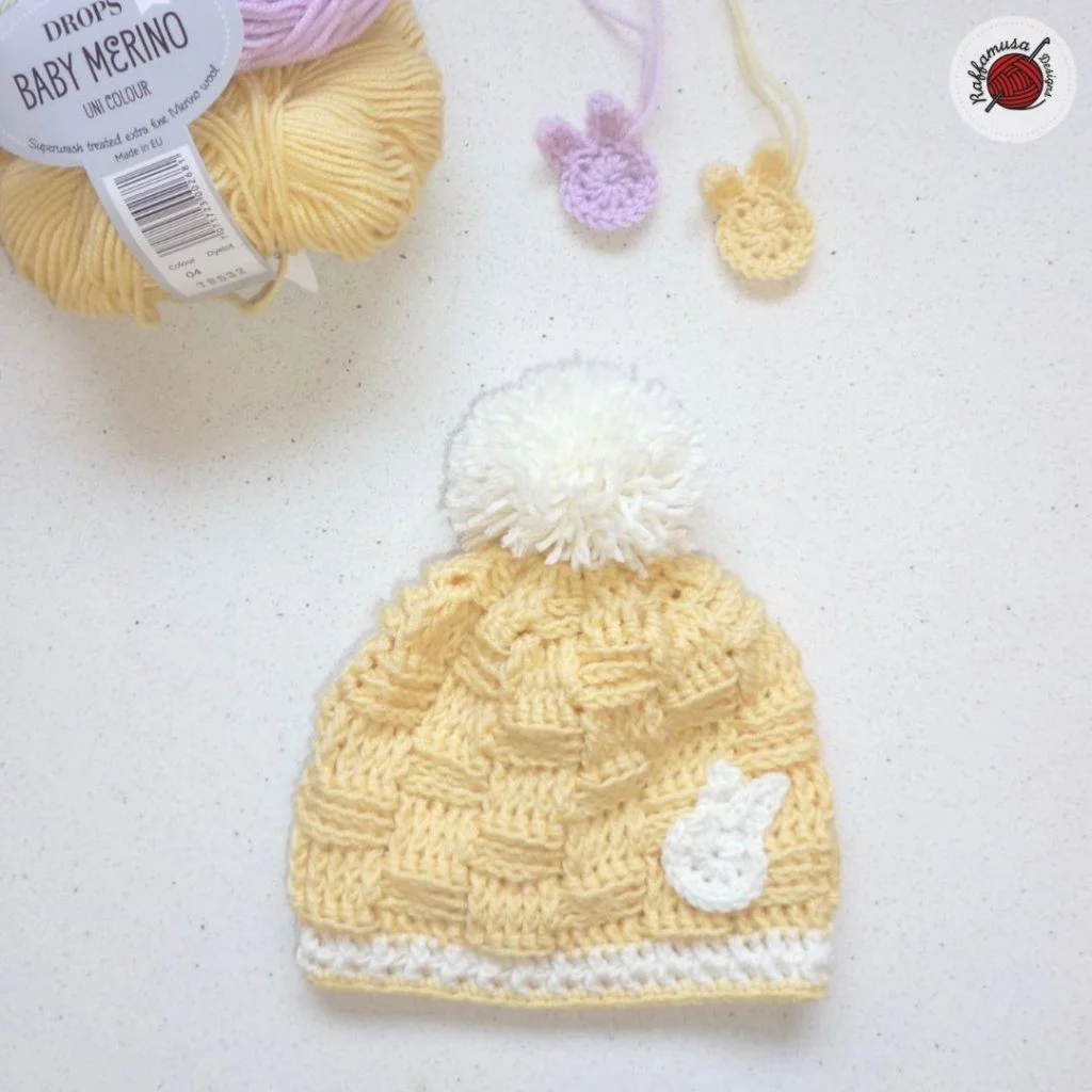 Crochet Basketweave Baby Beanie (0-3 months)