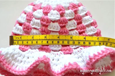 Crochet Baby Girl Granny Stitch Sun Hat Measures 7.5 wide