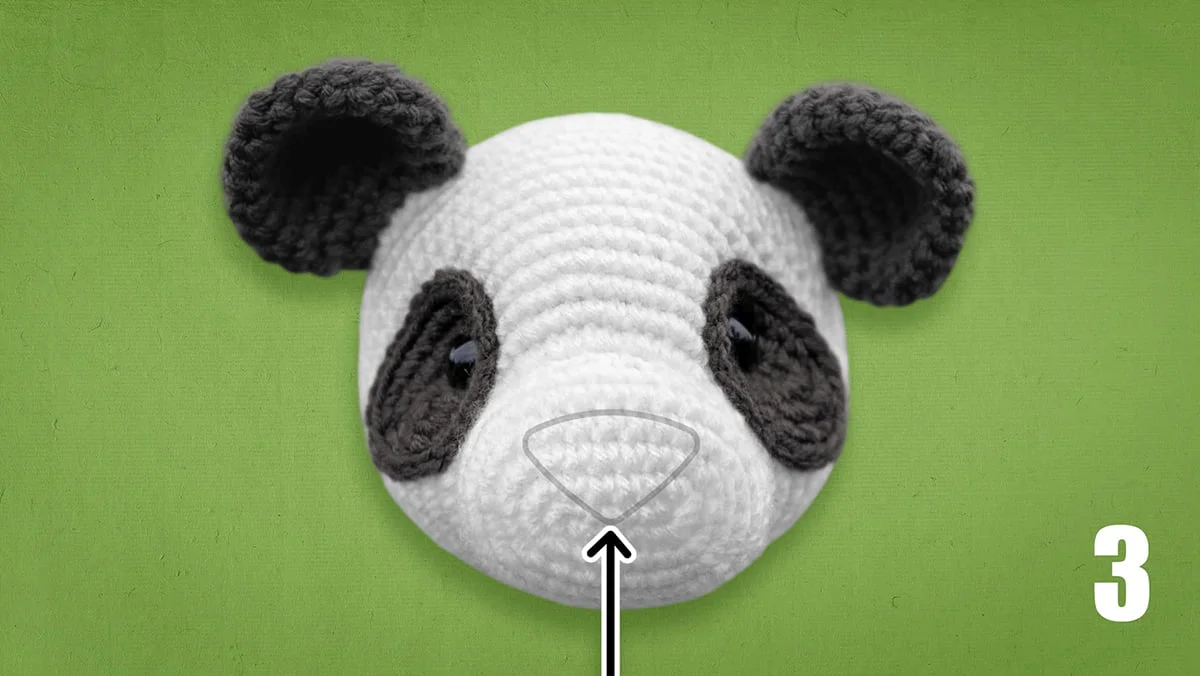 Free Panda Amigurumi Crochet Pattern - Nose Placement