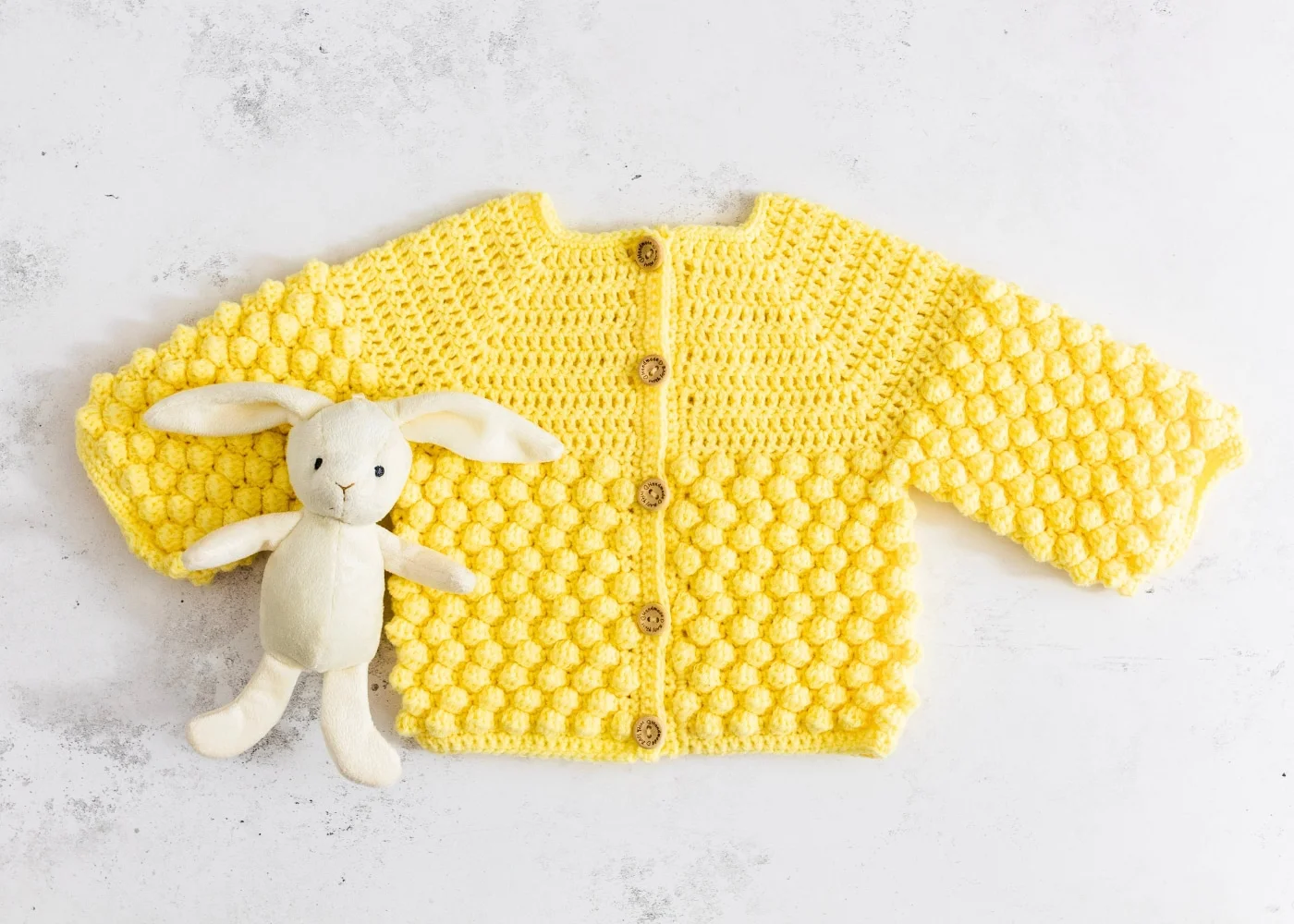 Bobble Crochet Baby Cardigan Pattern free yellow colour