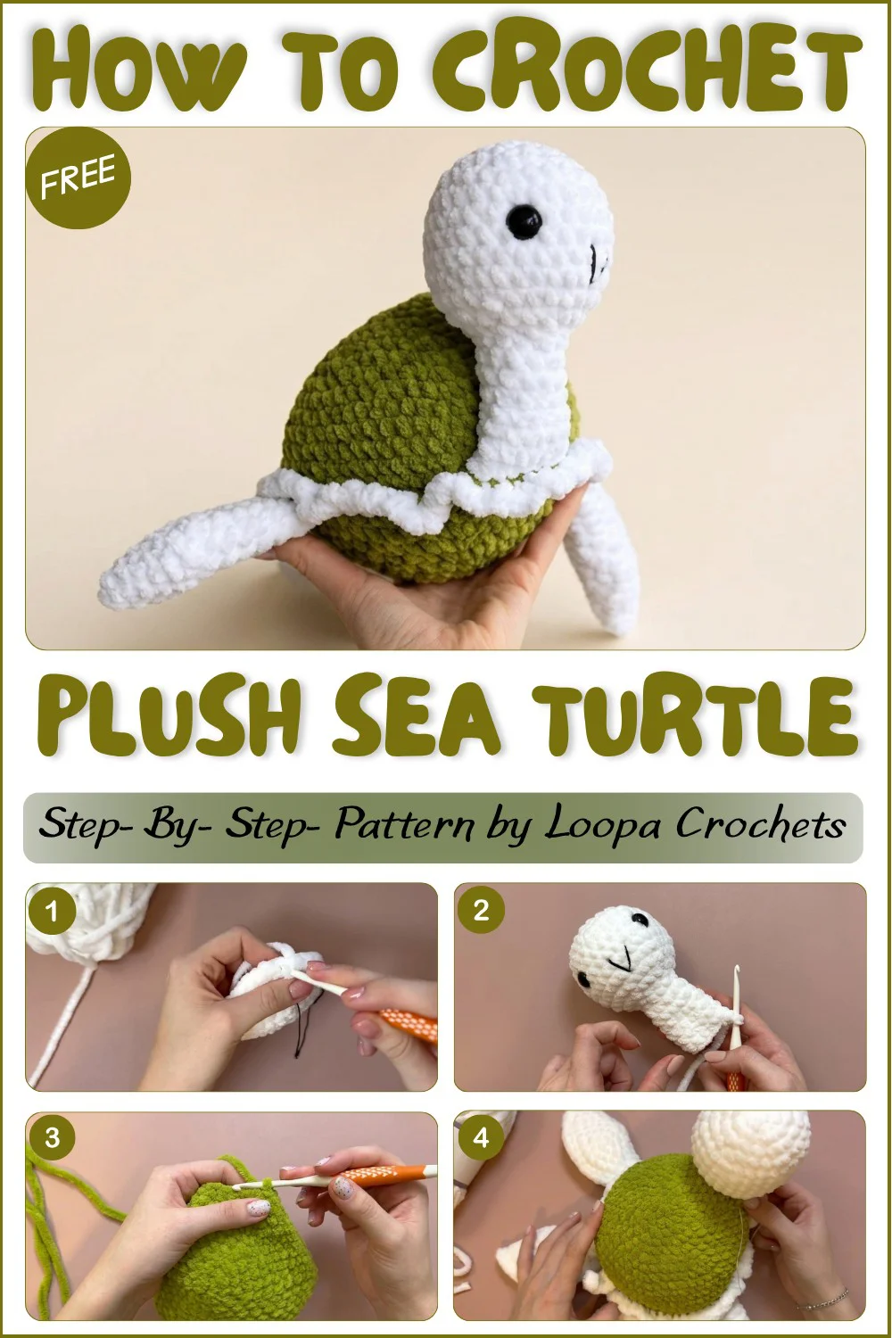 QUICK & EASY Crochet Plush Sea Turtle Free Pattern & Tutorial (ENGESPDE) 1