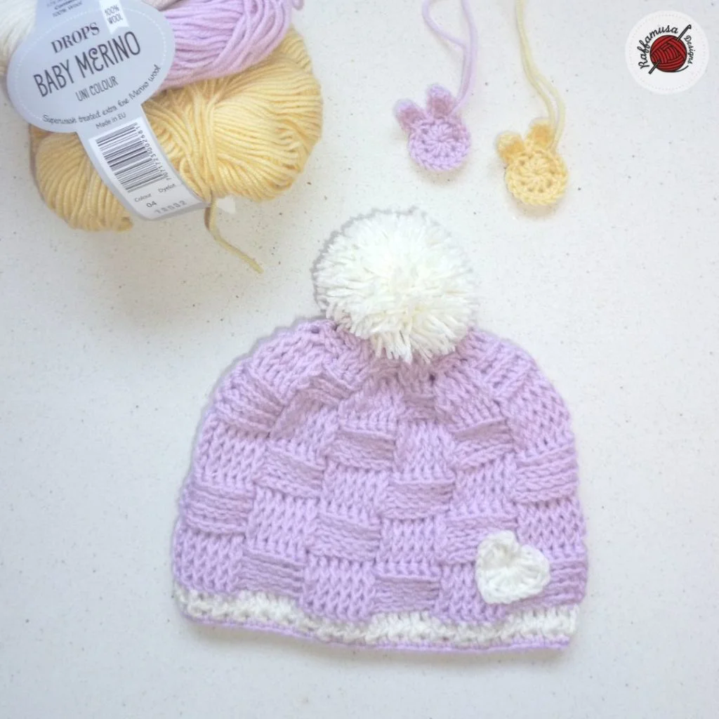 Crochet Basketweave Baby Beanie (3-6 months)