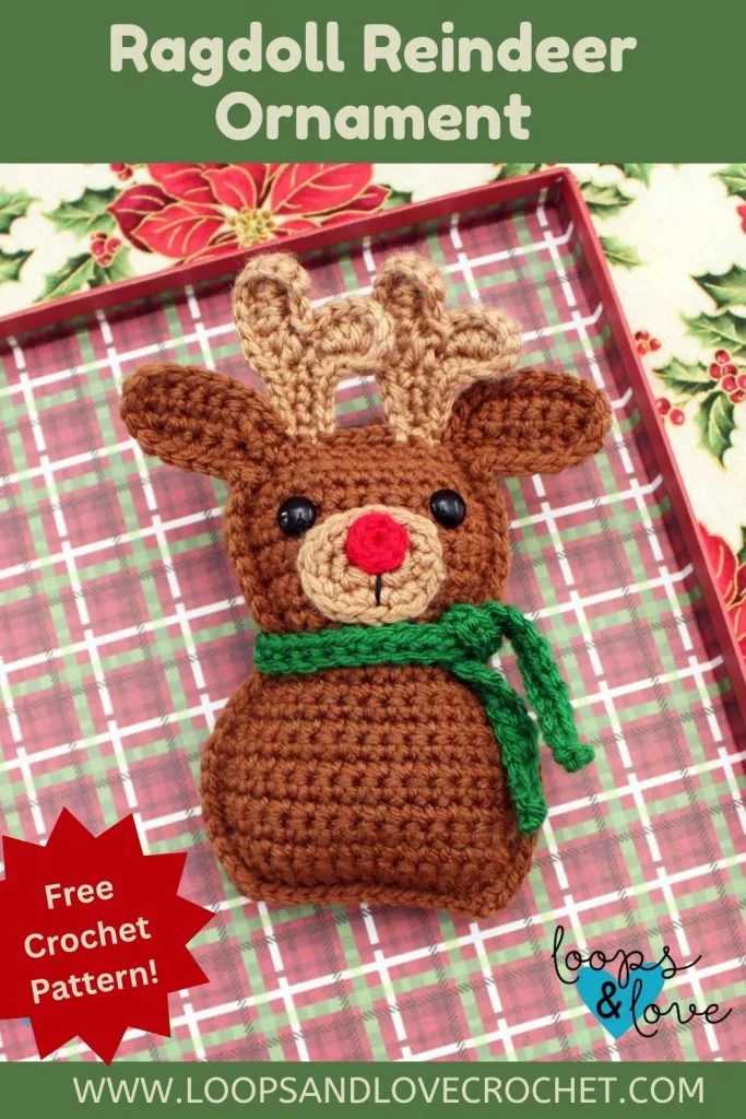 Crochet Ragdoll Reindeer Ornament