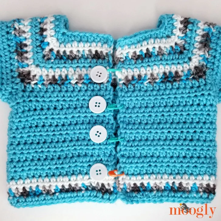 Essentials Baby Sweater - button placement demo