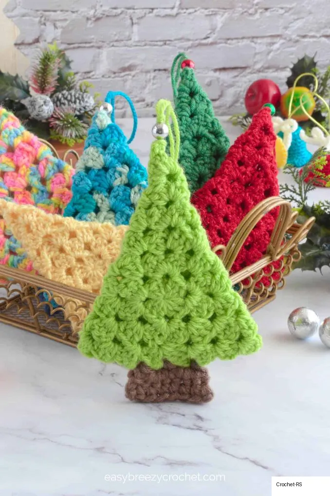 1. Granny Square Christmas Tree Ornament
