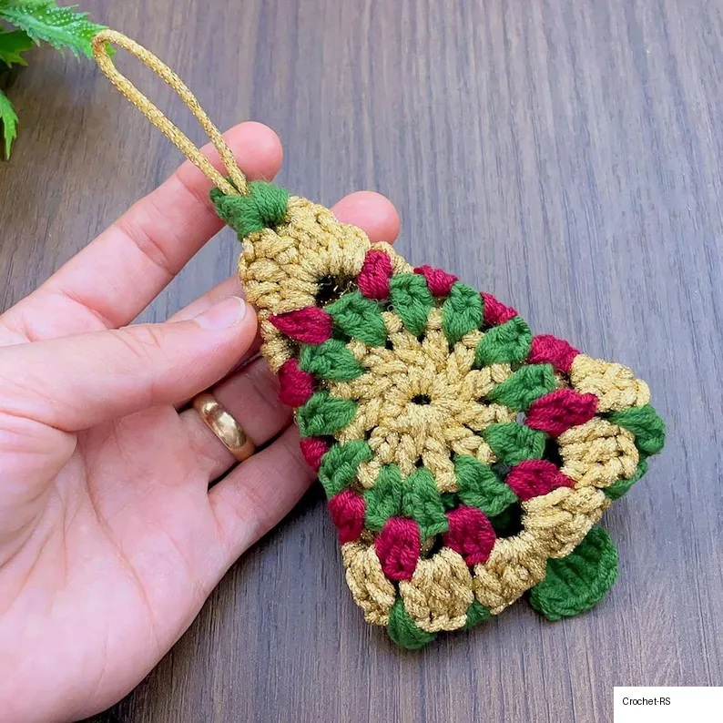 9. Granny Square Christmas Tree Ornament