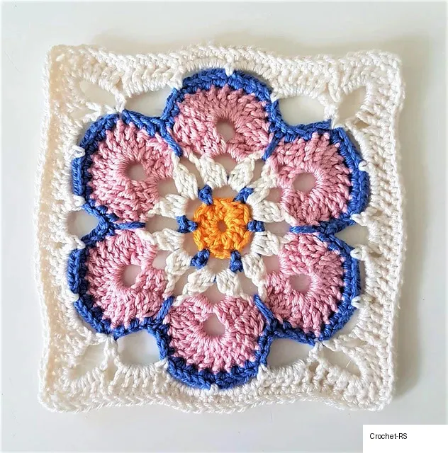 22. Small & Large African Flower Granny Square