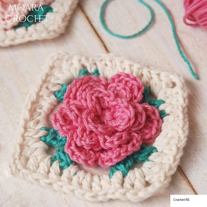 1. Crochet Rose Granny Square