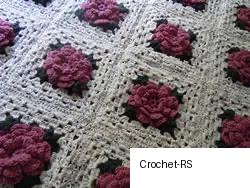 13. Crochet Rose Granny Square Afghan