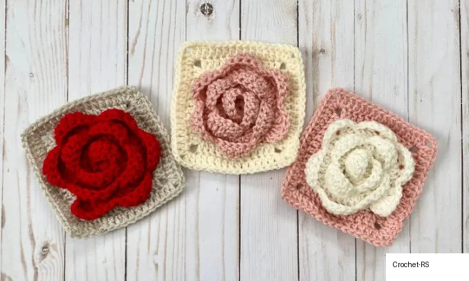 3. Rose Granny Square Crochet Pattern