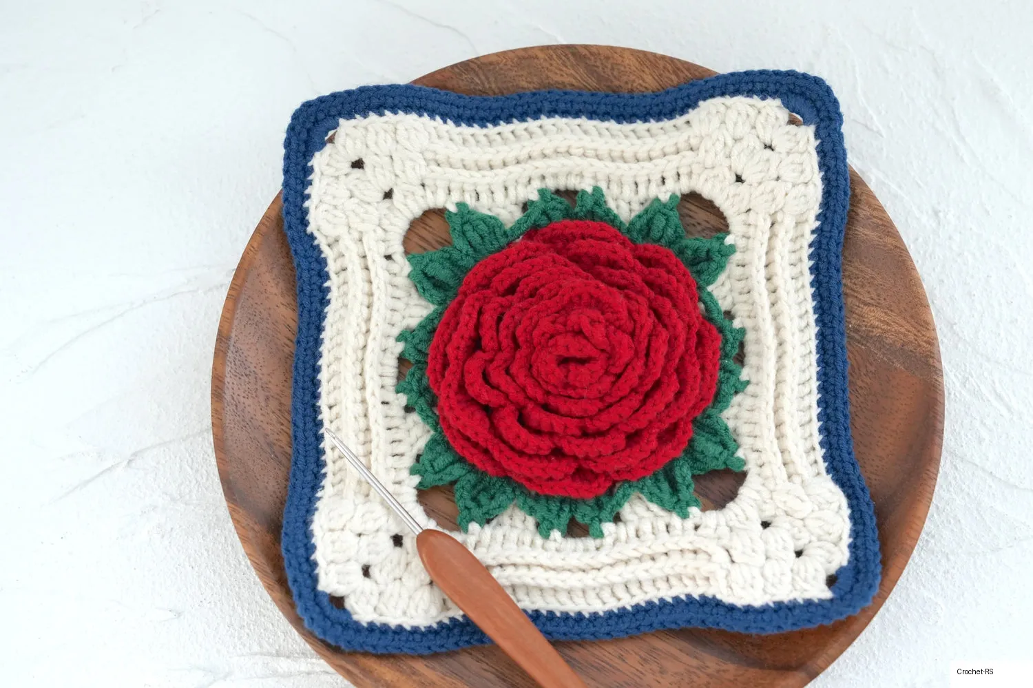 8. Crochet Rose Granny Square
