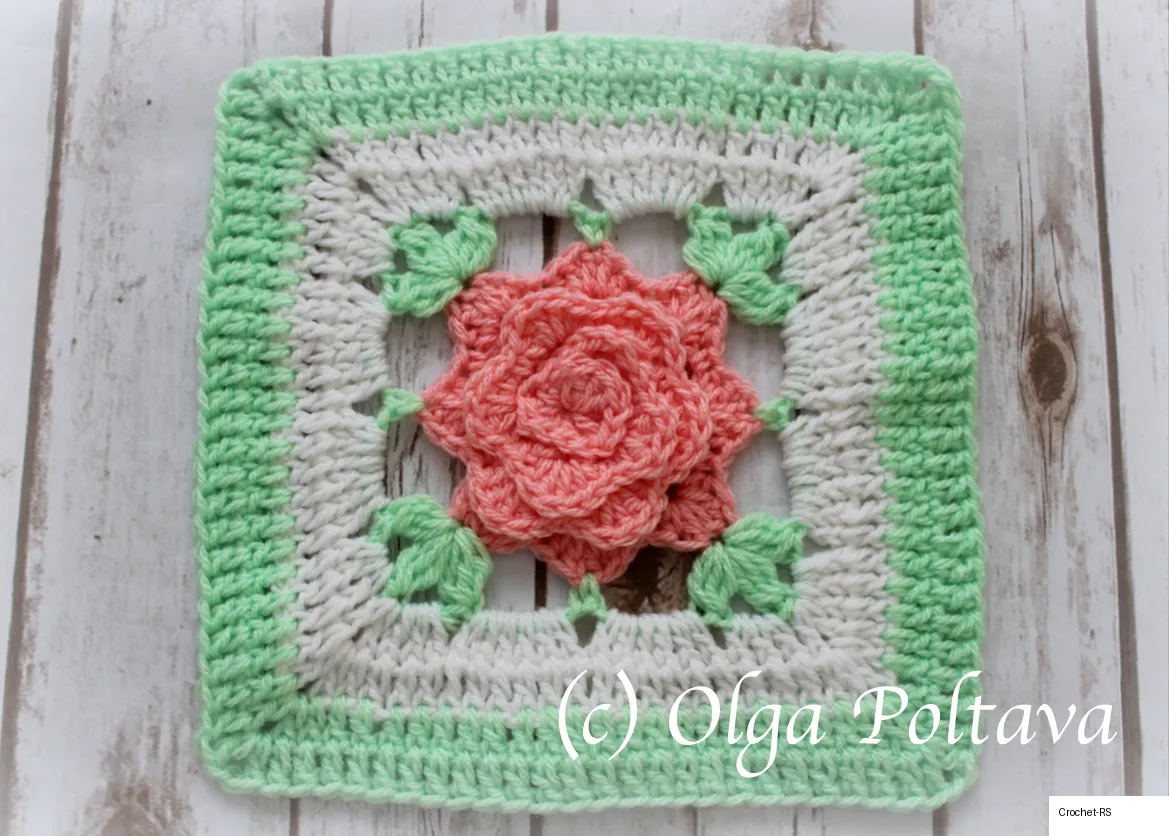9. Crochet Rose Granny Square