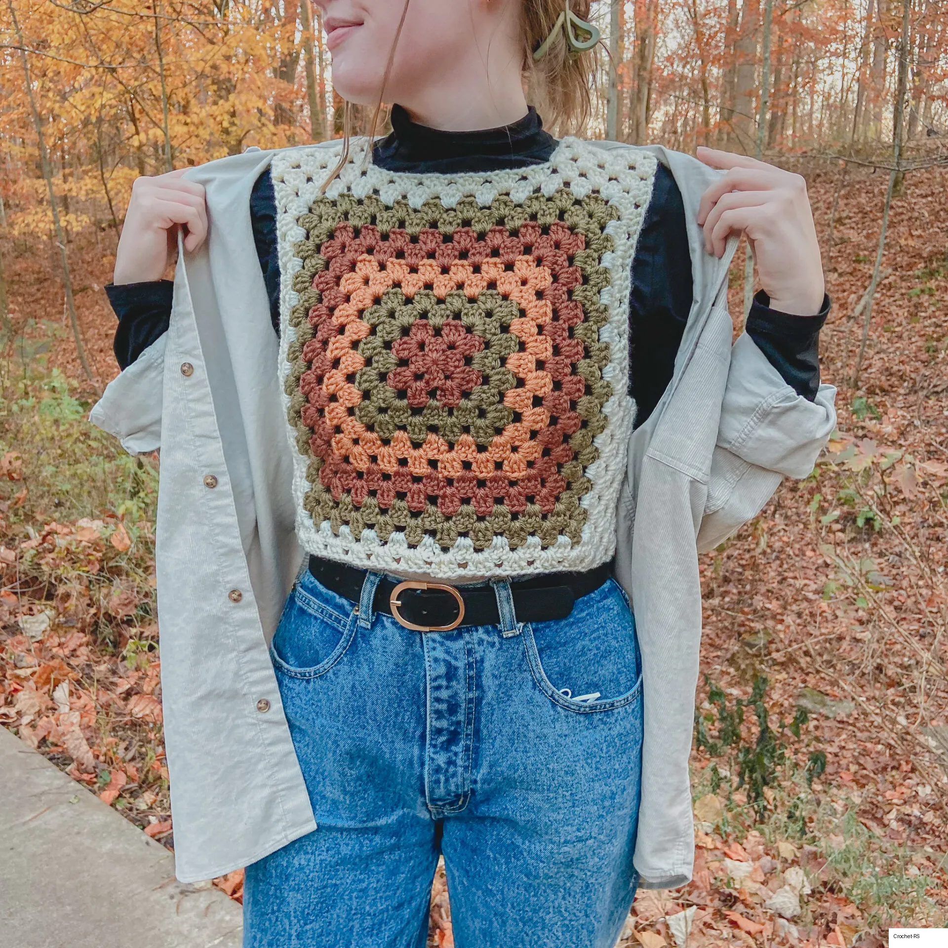2. Easy 70’s Crochet Granny Square Vest